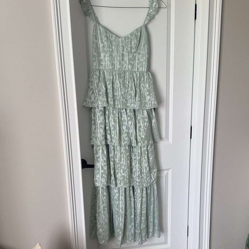 Lulu's Mint Green Tiered Ruffle Maxi Dress